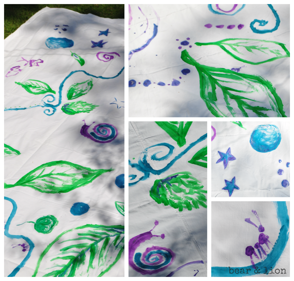 garden teepee, painting fabric