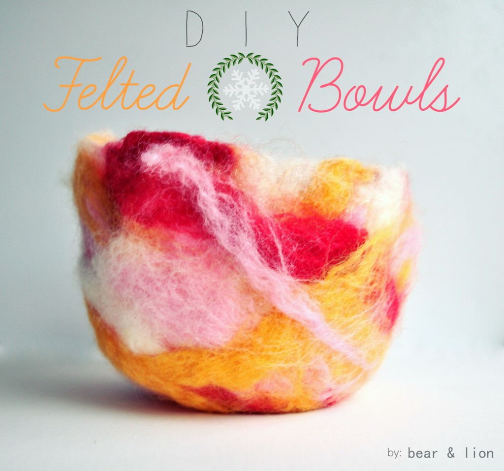 felted bowls, DIY felt crafts, christmas crafts, roving wool crafts